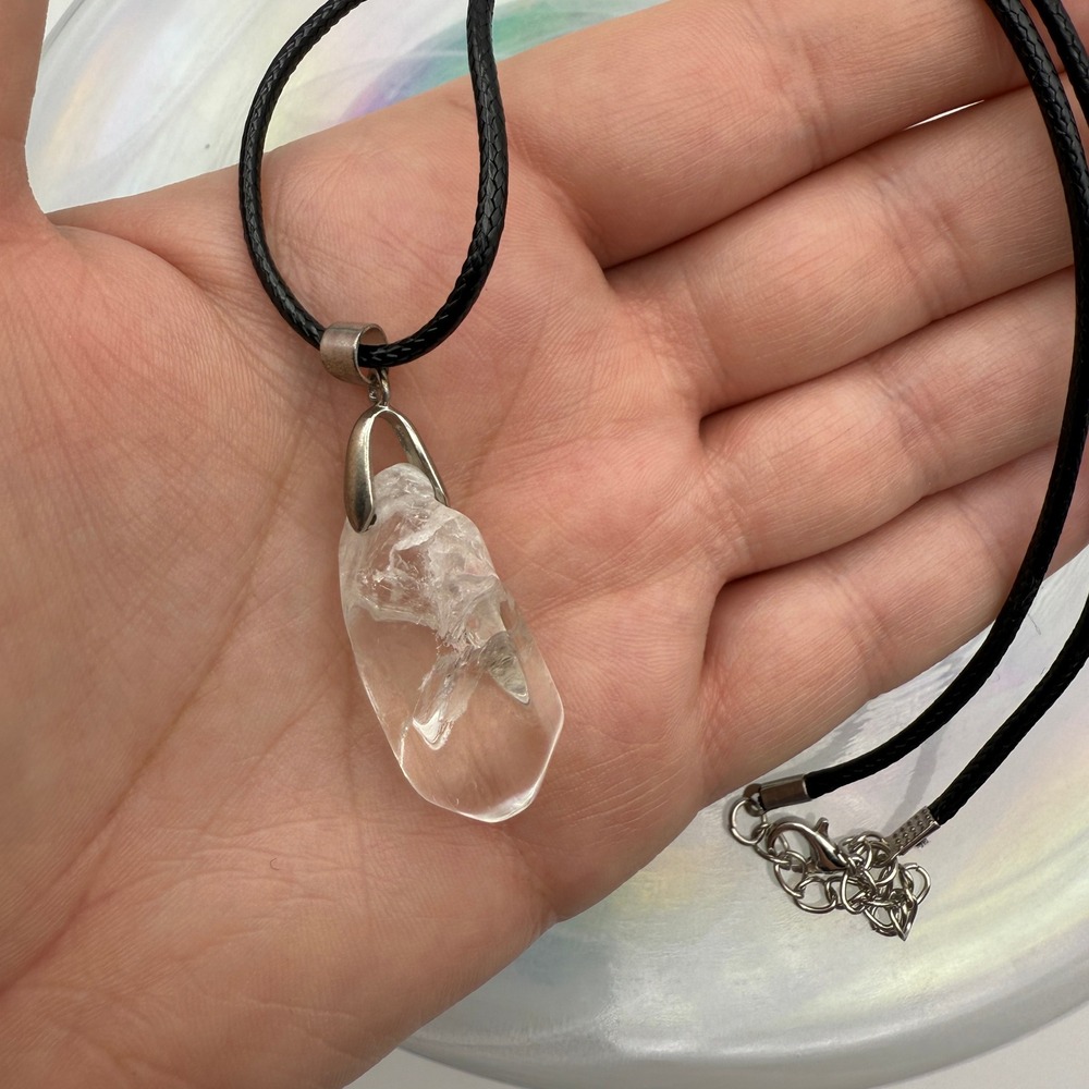 Clear Quartz Crystal Point Necklace Raw Healing‎ Stone Pendant Women Boho